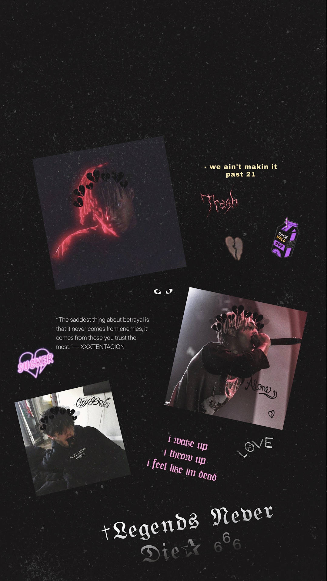 XXXTentacion, Legends Never Die, Collage, Dunkel, Lila, HD, Sperrbildschirm fürs iPhone