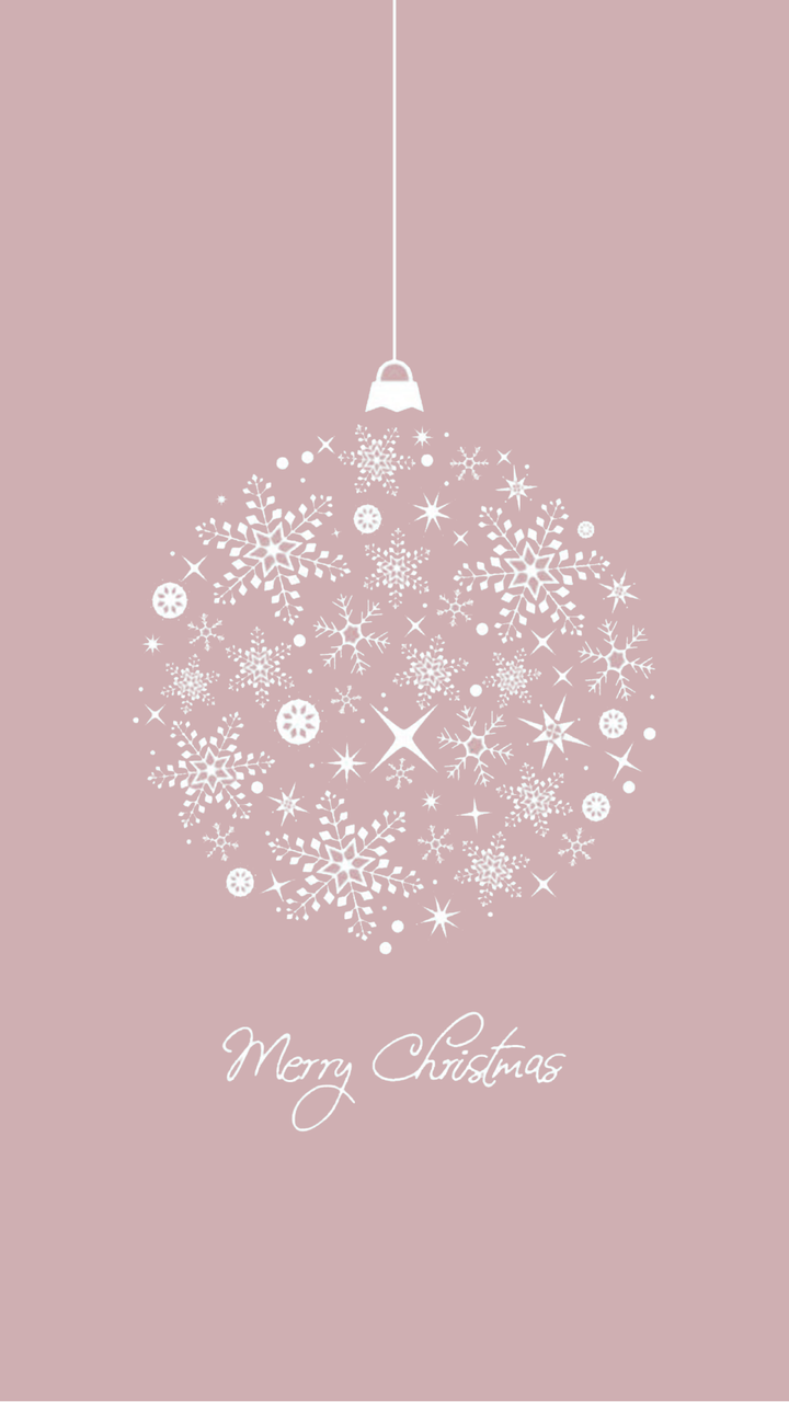 Christbaumkugel, Merry Christmas, Minimalistisch, Altrosa, Schneeflocken, Hintergrundbild fürs Handy