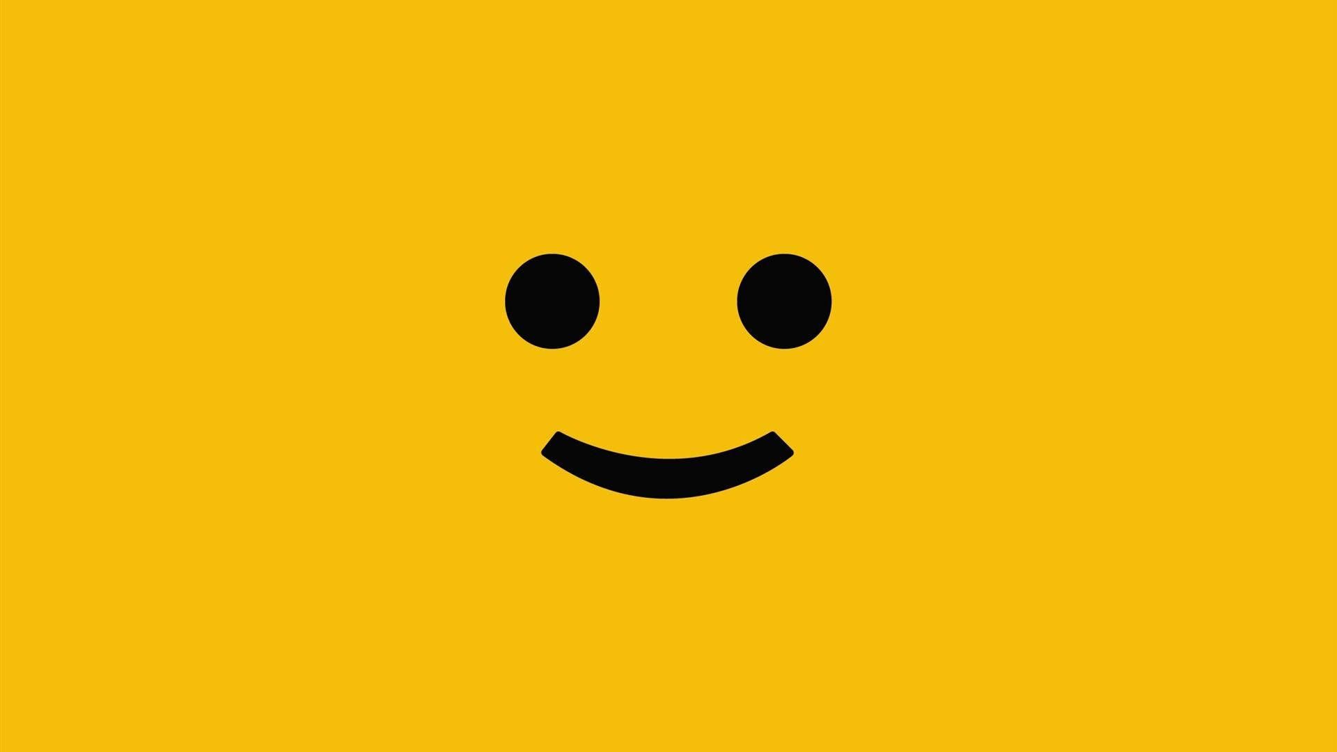 Smiley, Lächeln, Gelber Hintergrund, Minimalistisch, Full HD Wallpaper