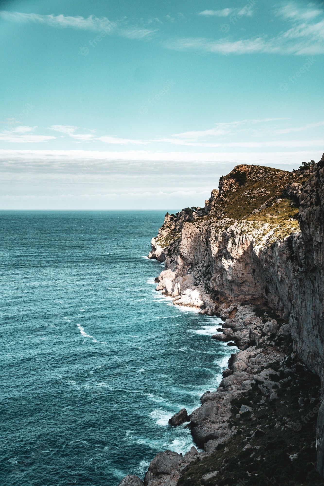 Klippe, Steilküste, Meer, Türkis, Hintergrundbild für iPhone und Android