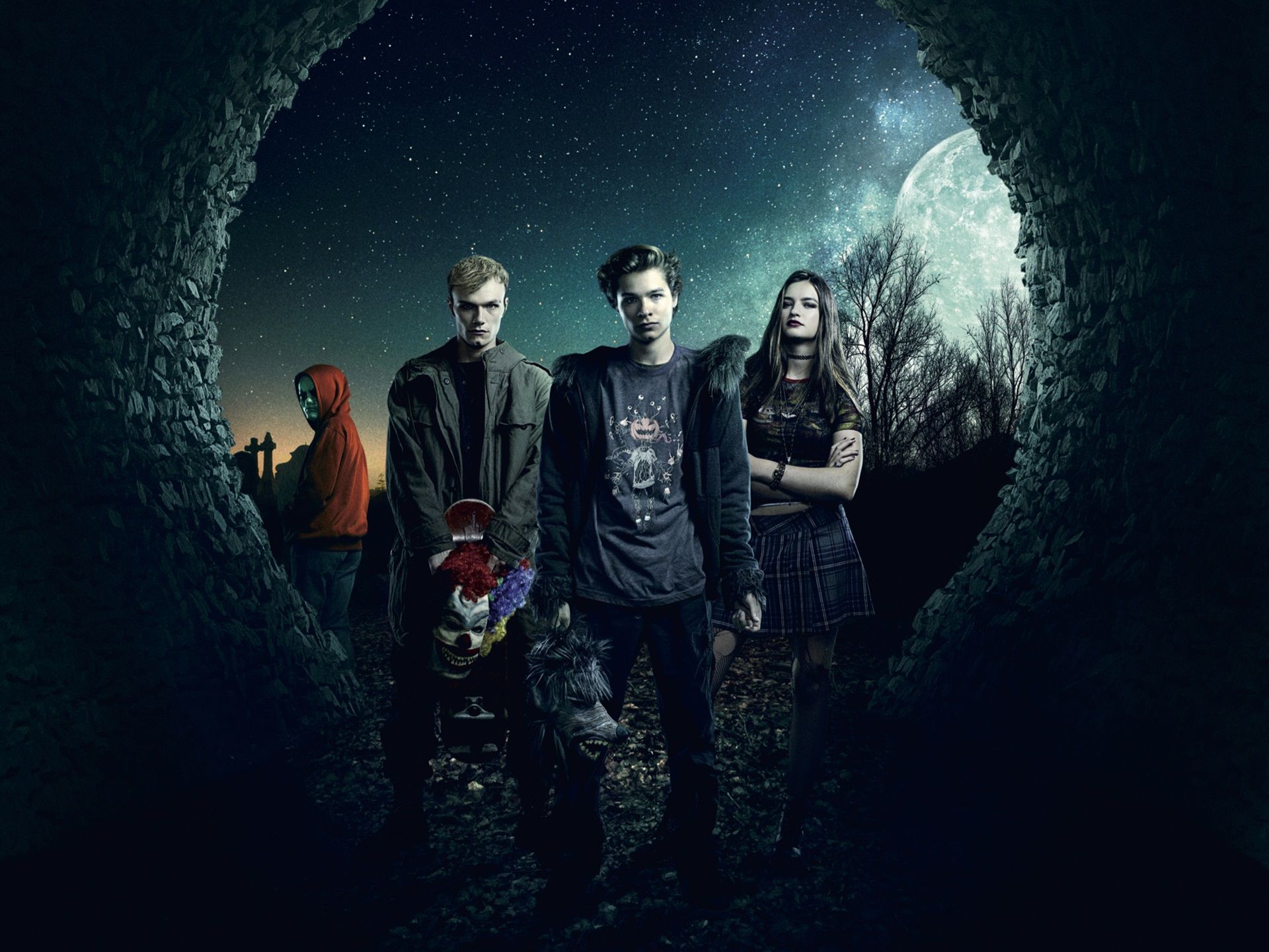 Band, Gruppenfoto, Tunnel, Vollmond, Dunkel, Hintergrundbild für iPad und Tablet