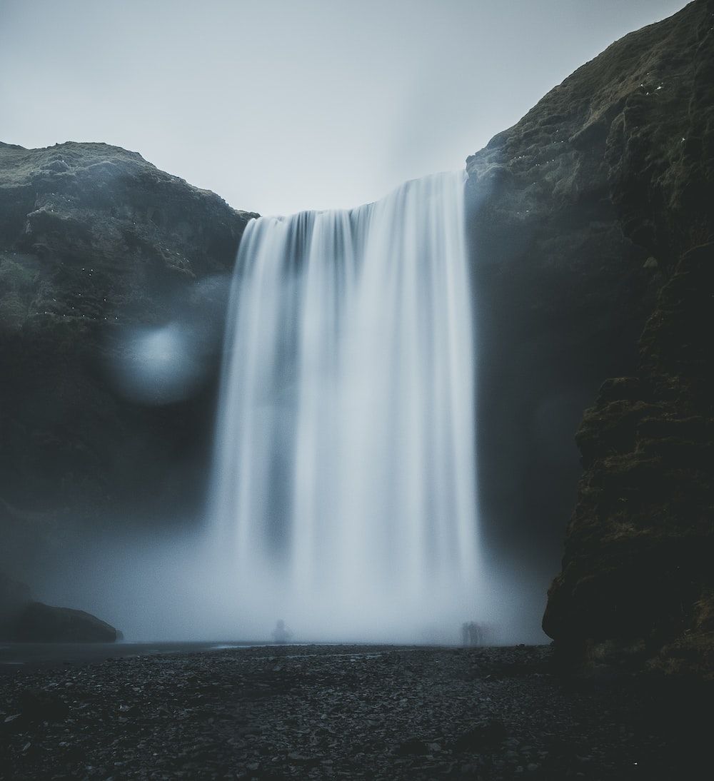Skógafoss, Island, Wasserfall, Langzeitbelichtung, Klippe, Hintergrundbild fürs iPad