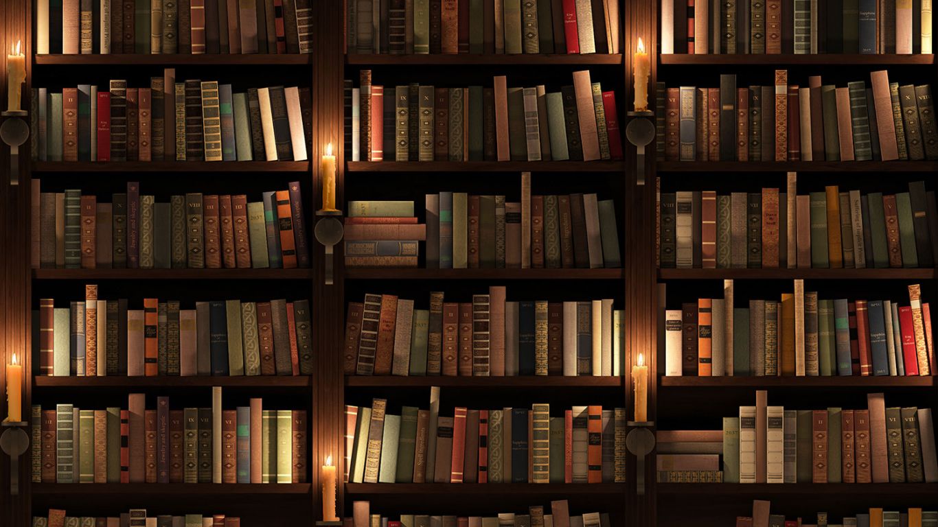 Bücherwand, Alte Bücher, Kerzen, Holzregal, HD, Hintergrundbild für den PC