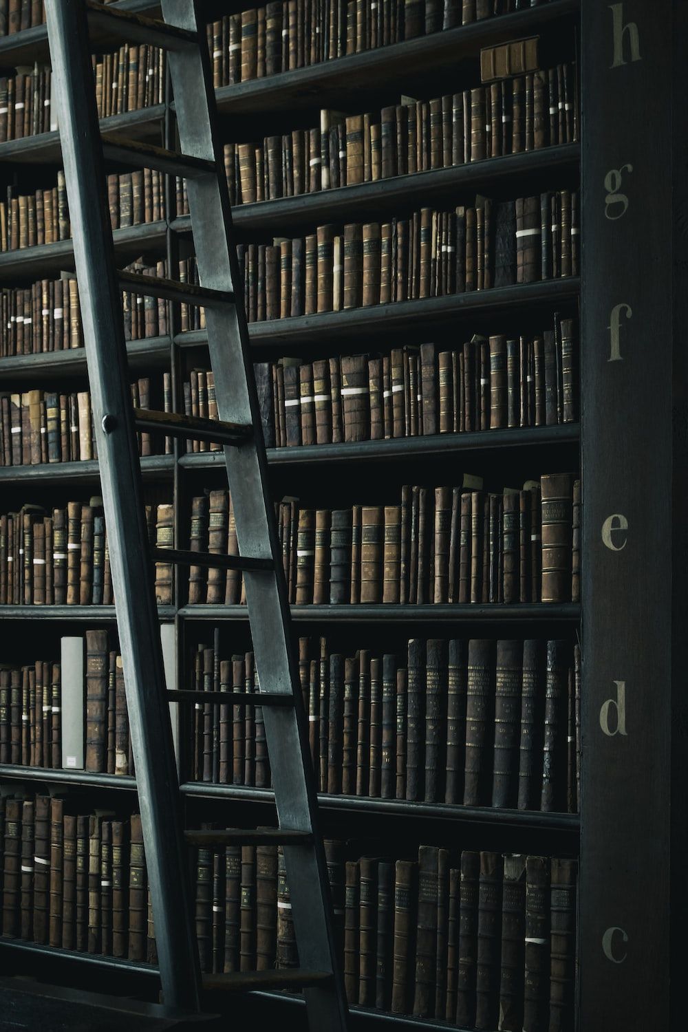 Leiter, Bücherregal, Dunkel, Alte Bücher, HD, Handy-Hintergrund im Hochformat