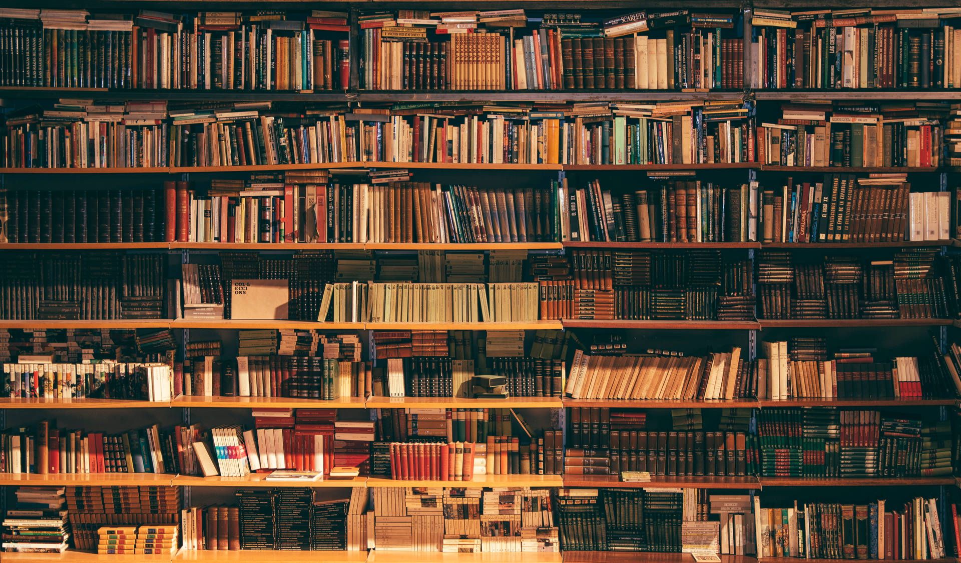 Bücherwand, Regale, Vintage, Bunte Bücher, Full HD, Desktop-Hintergrund für Windows