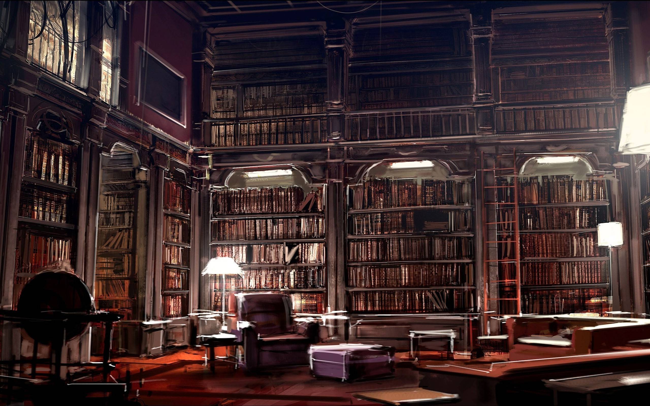 Lesesaal, Ledersessel, Globus, Dunkles Holz, 2K, Hintergrundbild für den PC
