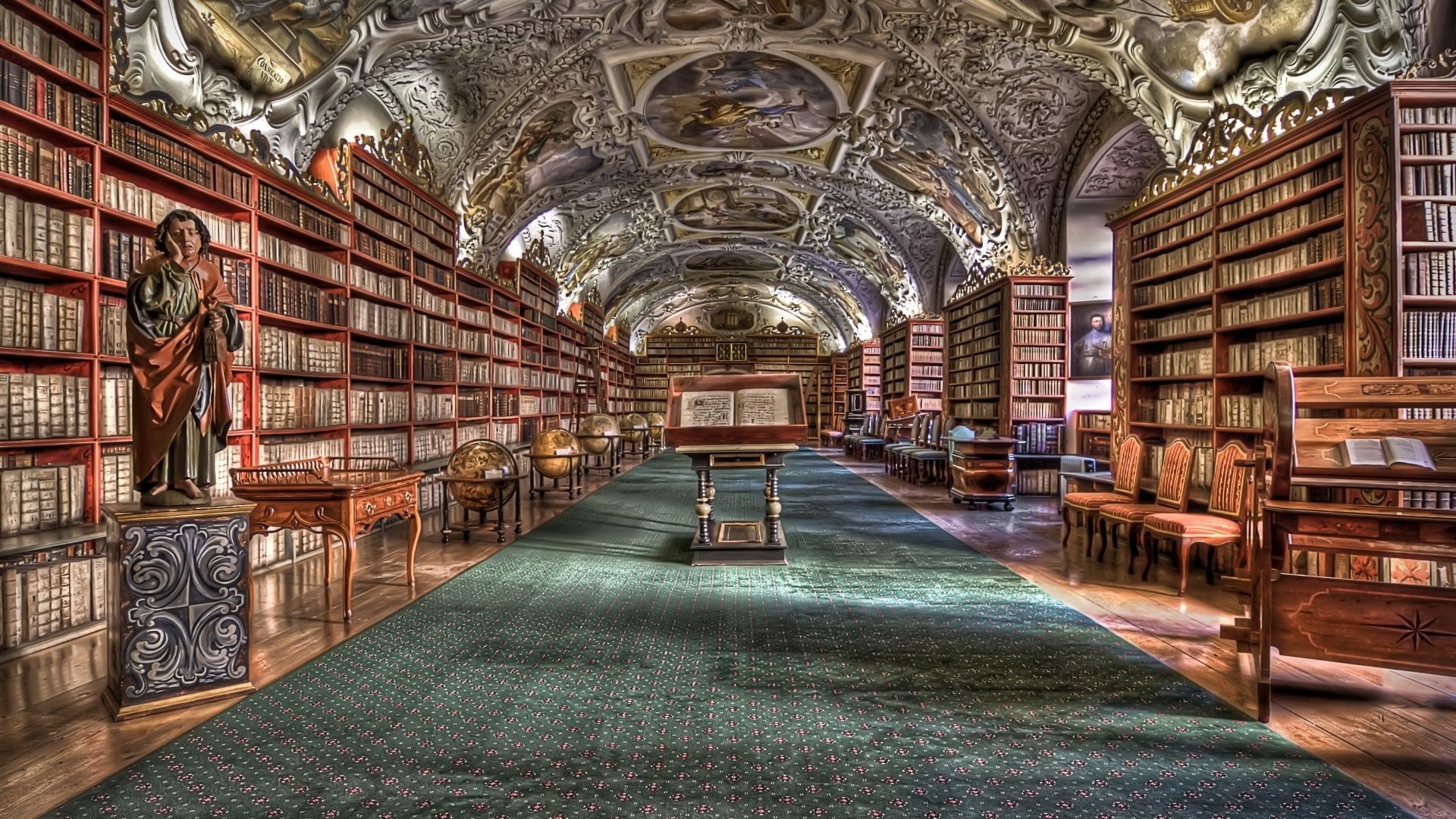 Kloster Strahov, Prag, Deckenfresken, Barocksaal, Full HD 1080p, Desktop-Hintergrundbild