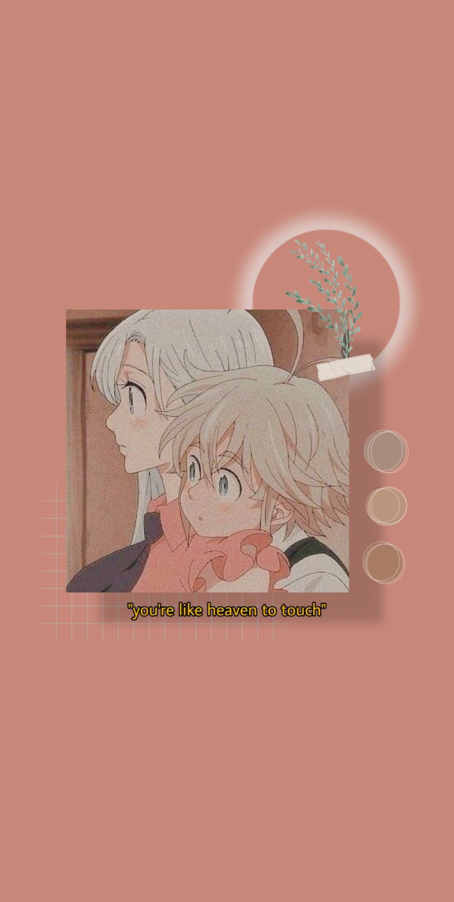 The Seven Deadly Sins, Anime-Paar, Weiße Haare, Ästhetik, Rosa Hintergrund, Hochformat, Sperrbildschirm