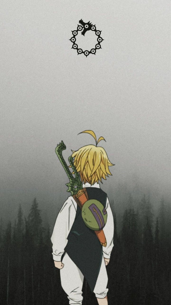 Meliodas, Nanatsu no Taizai, Drachensymbol, Nebelwald, Minimalismus, Hochformat, Handy-Hintergrundbild