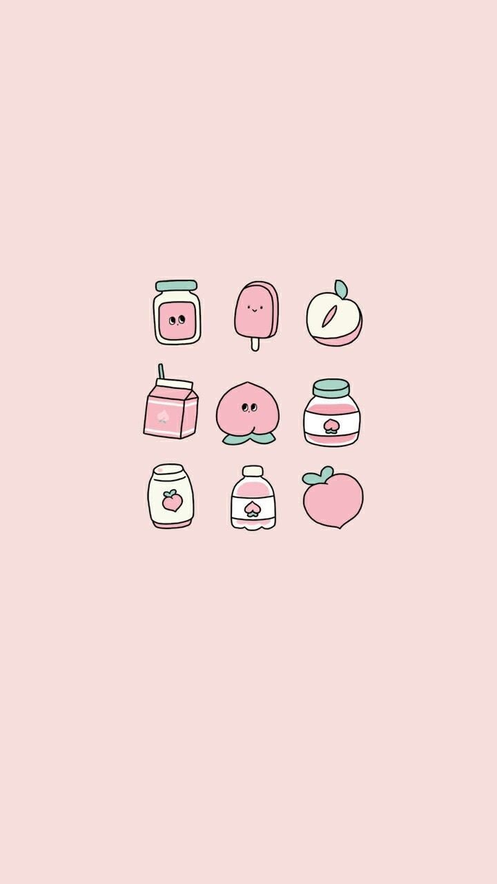 Icons, Doodles, Minimalistisch, Hellrosa Hintergrund, HD, Sperrbildschirm fürs iPhone
