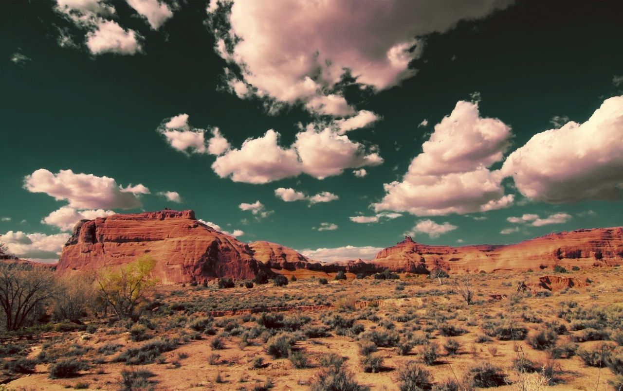 Wüste, Tafelberge, Wolken, Roter Fels, Landschaft, 16:10, HD-Hintergrundbild für den Desktop