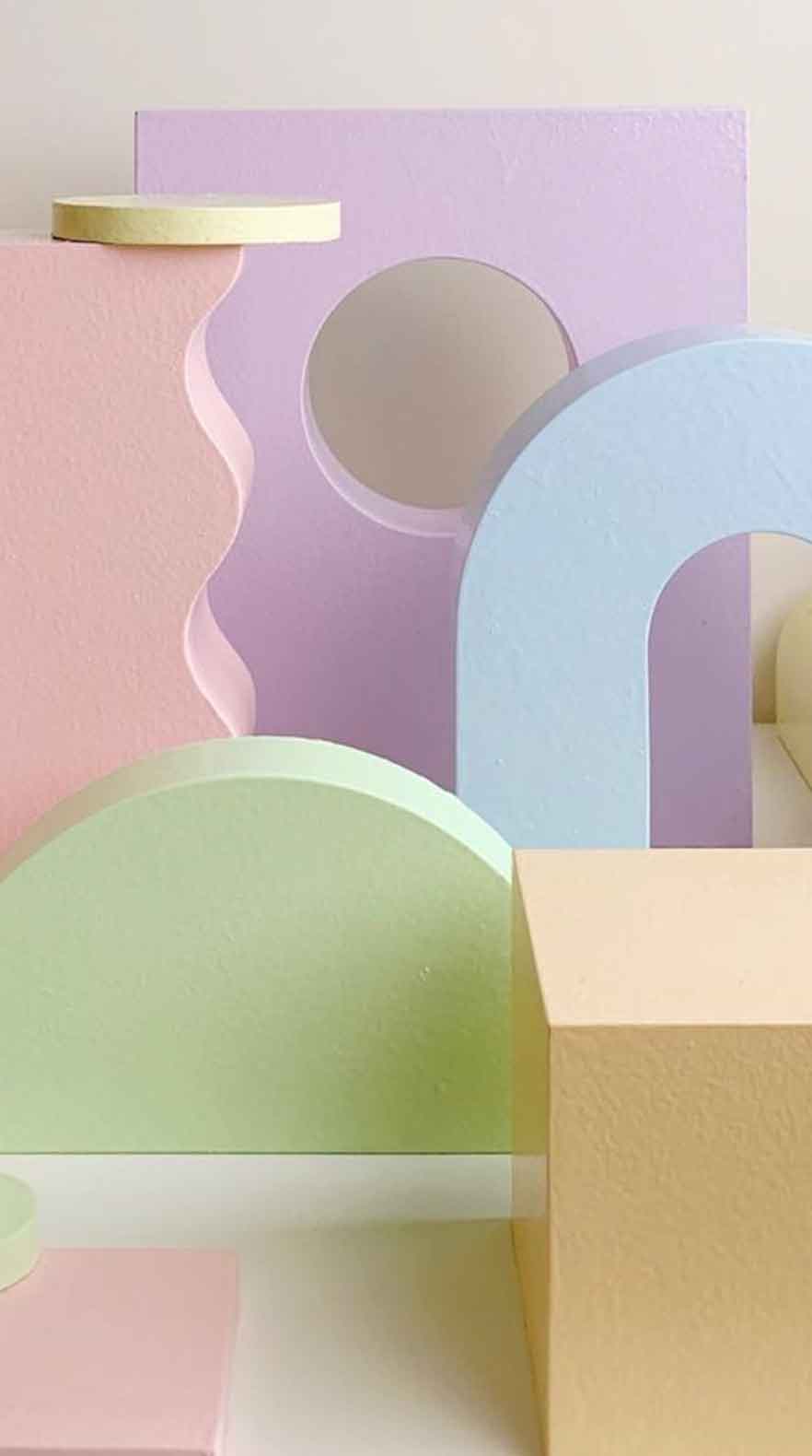 Geometrische Formen, 3D-Kunst, Bögen, Pastellfarben, Abstrakt, Hintergrundbild fürs Handy