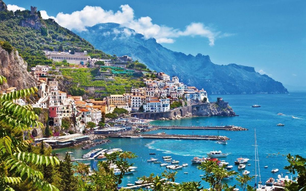 Amalfi, Amalfiküste, Italien, Küstenstadt, Hafen, Meer, Hintergrundbild