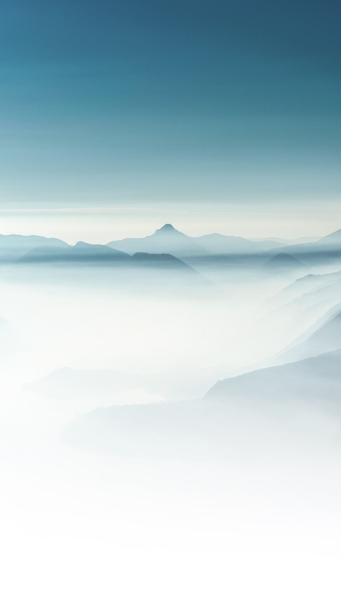 Nebel, Bergsilhouetten, Türkis, Minimalismus, Dunst, Full HD, Handy-Hintergrund im Hochformat