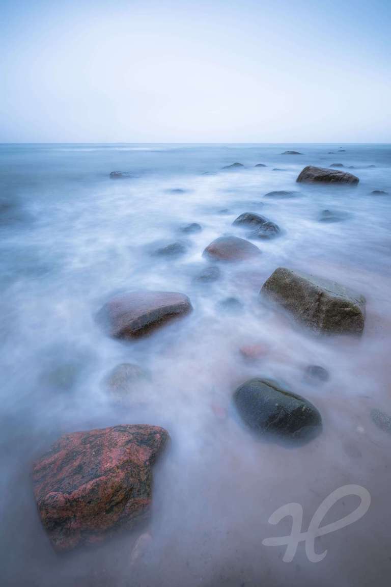 Felsen, Langzeitbelichtung, Meer, Nebel, Blau, HD, Hintergrundbild fürs Handy
