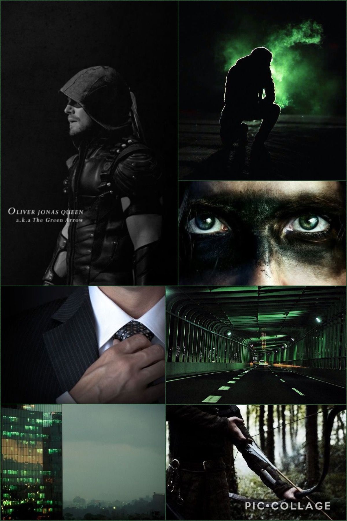 Oliver Queen, Arrow, Collage, Dunkelgrün, Moodboard, Full HD, Sperrbildschirm fürs iPhone