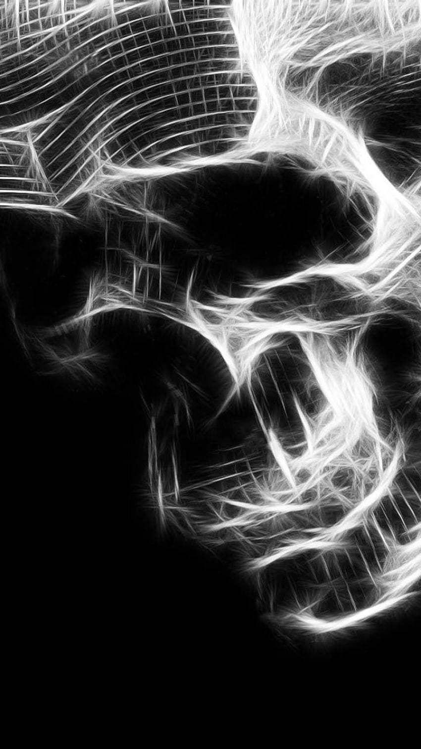 Totenkopf, Schädel, Schwarzweiß, Rauch-Effekt, Dunkel, HD, Hintergrundbild fürs Handy