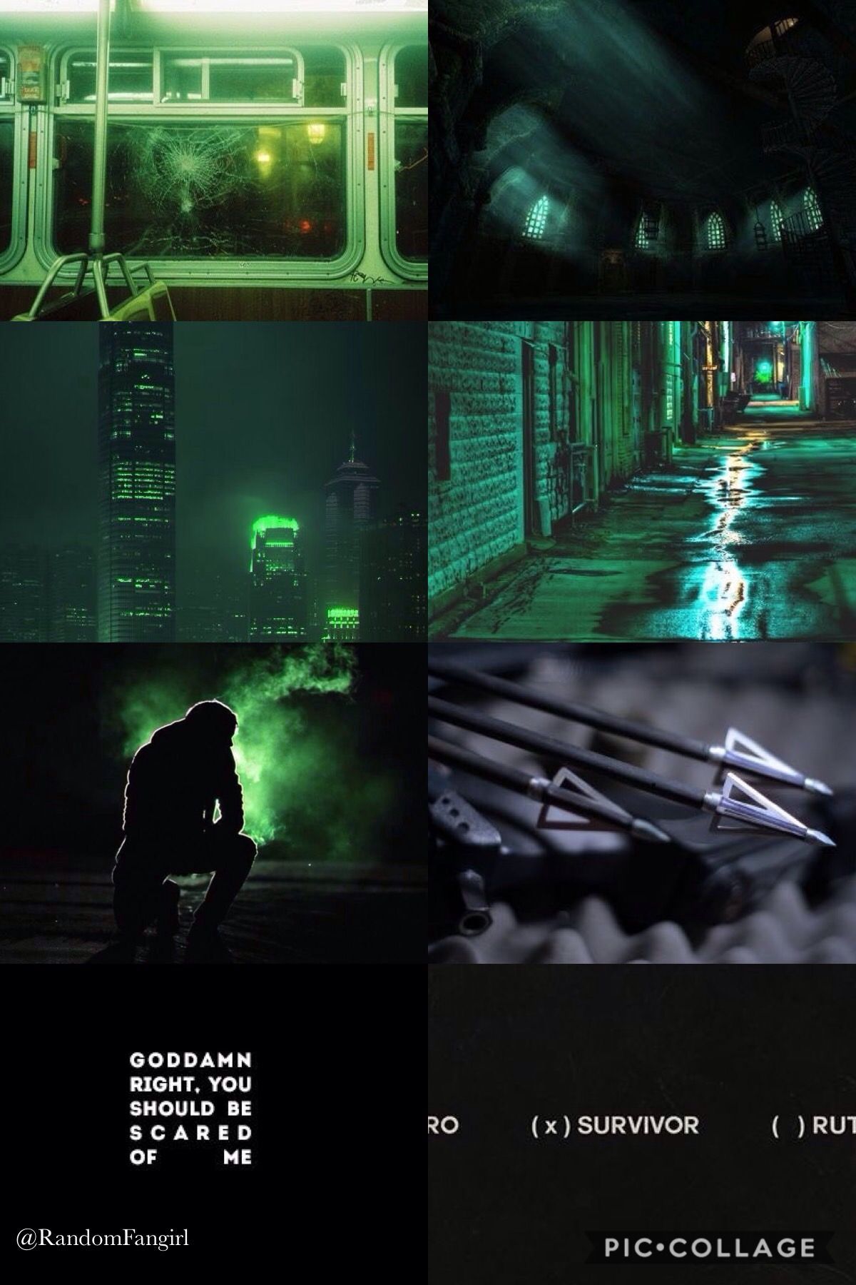 Arrow, Collage, Dunkelgrün, Aesthetic, Moodboard, Full HD, Handy-Hintergrund im Hochformat