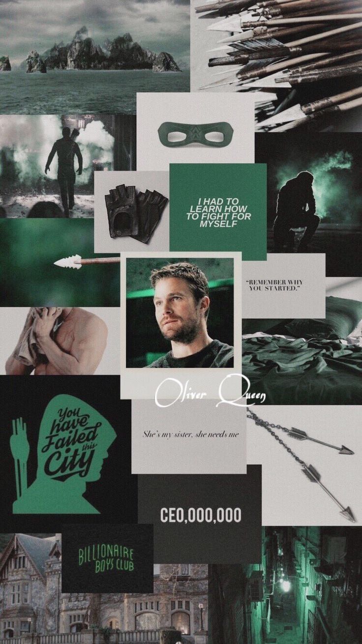 Oliver Queen, Arrow, Collage, Grün, Aesthetic, HD, Sperrbildschirm fürs iPhone