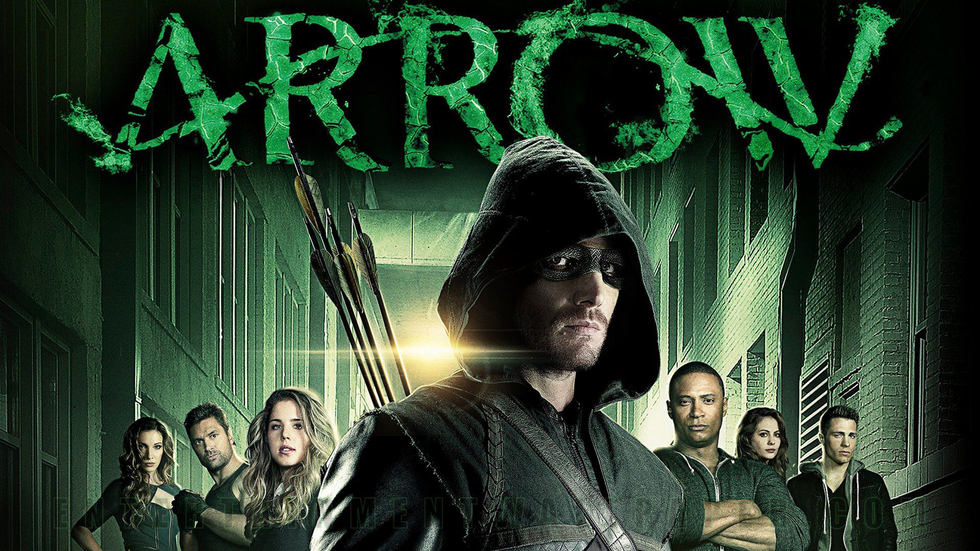 Arrow, Oliver Queen, Stephen Amell, Ensemble, Logo, Grün, Full HD, Breitbild-Hintergrundbild