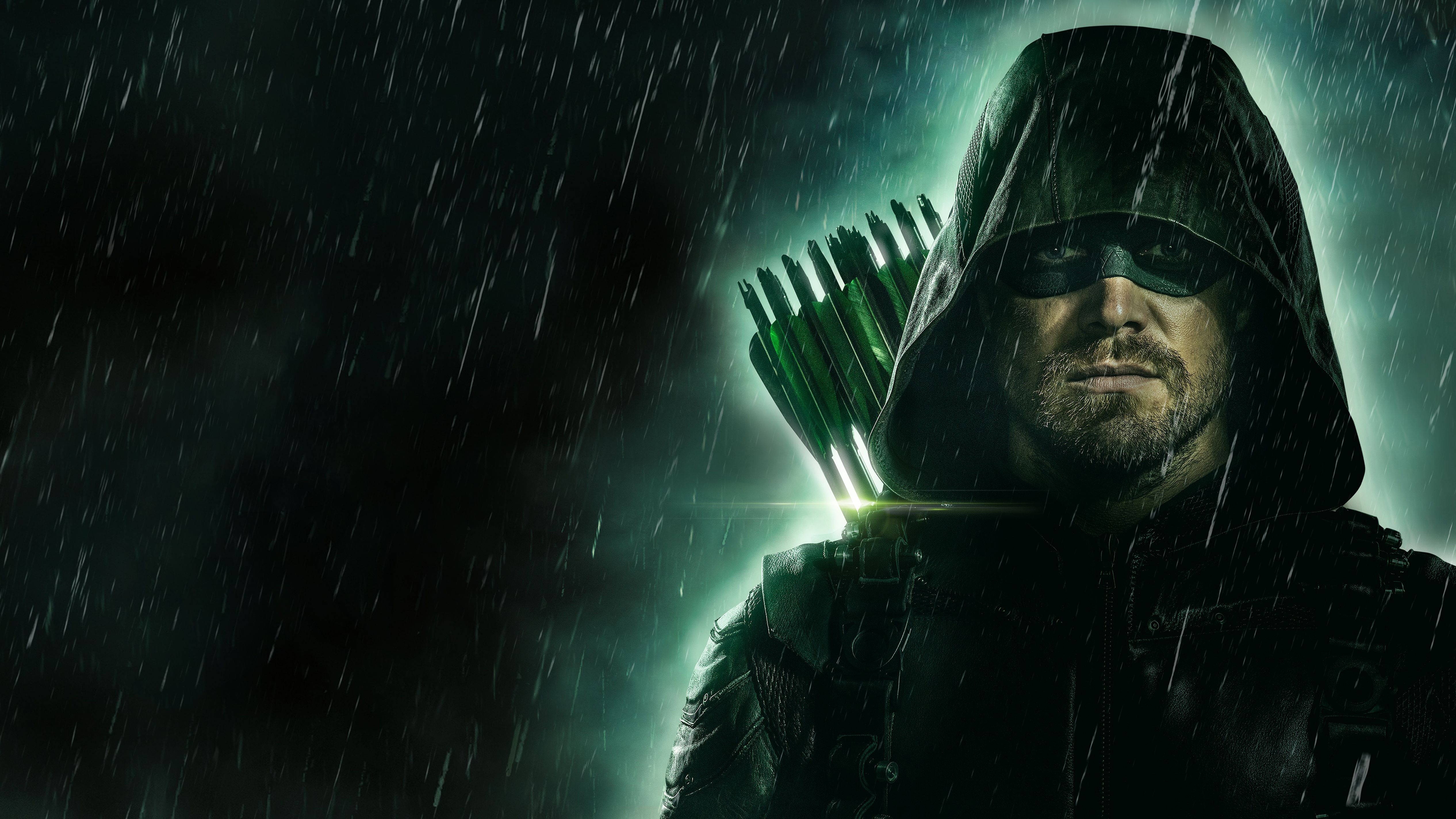 Green Arrow, Oliver Queen, Arrow, Regen, Kapuze, Pfeile, 4K-Hintergrundbild für PC