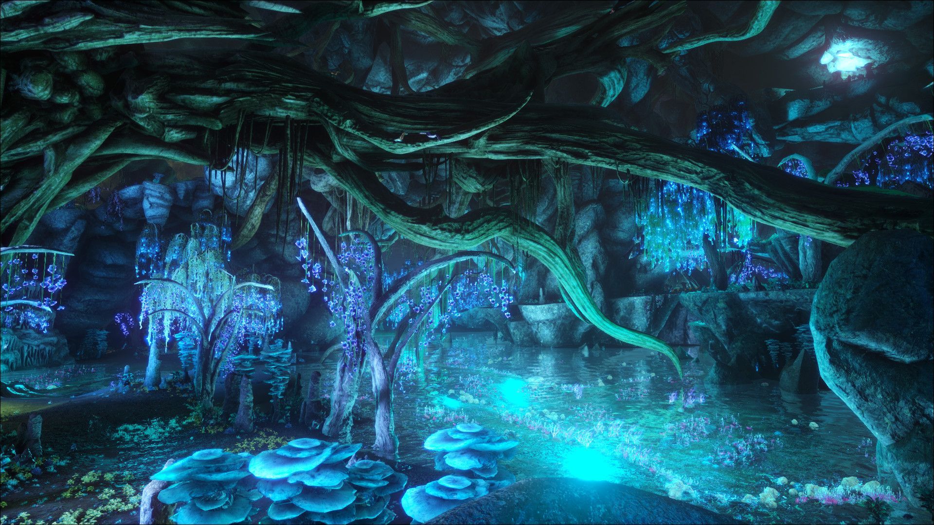 ARK: Aberration, Biolumineszenz, Höhle, Pilze, Türkis, 1920x1080, Full-HD-Hintergrundbild für PC