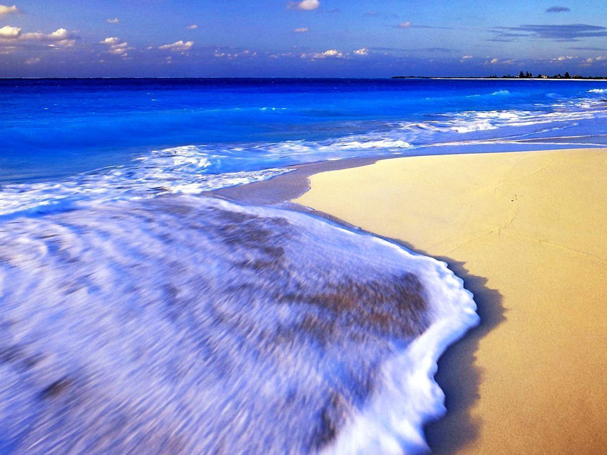 Sandstrand, Welle, Kräftiges Blau, Bewegung, Hintergrundbild für iPad und Tablet