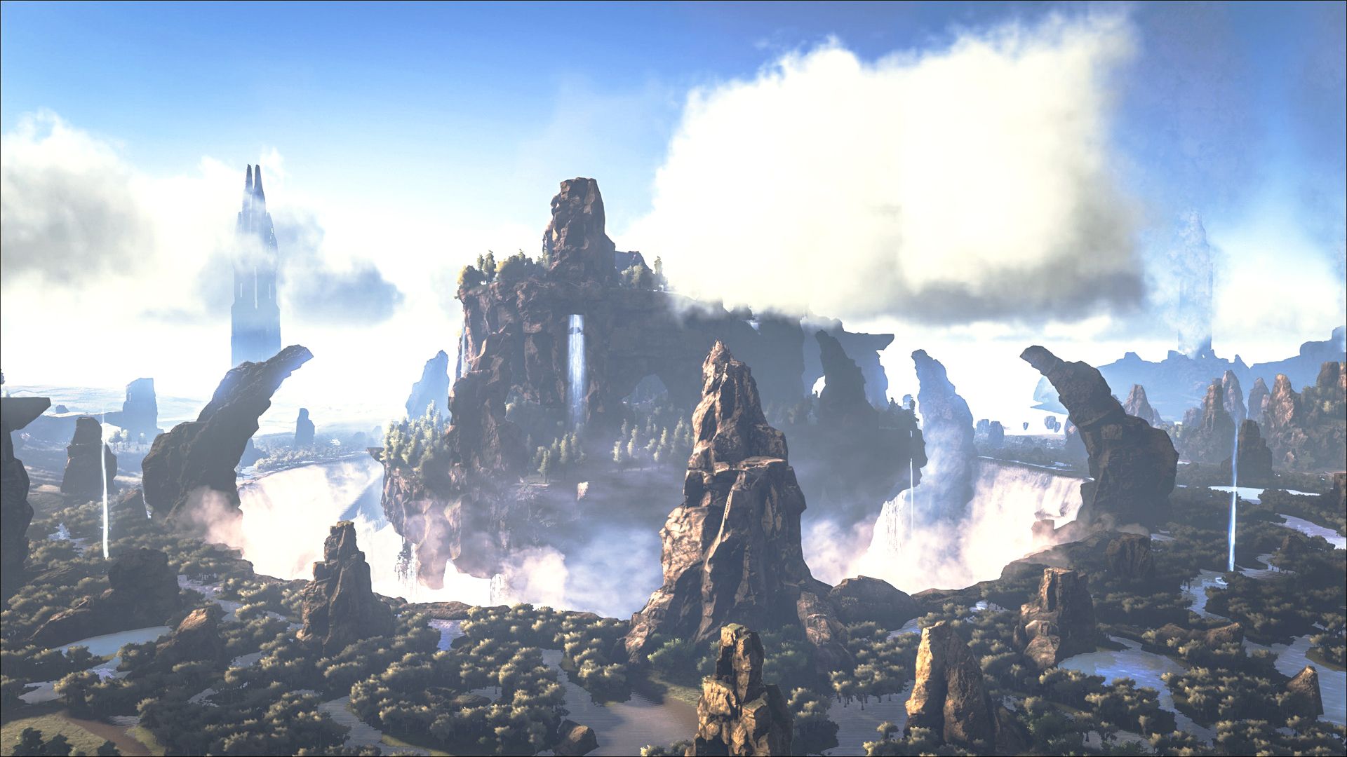 ARK: Survival Evolved, Felsformationen, Landschaft, Wolken, Spielszene, Full HD, Breitbild-Hintergrundbild