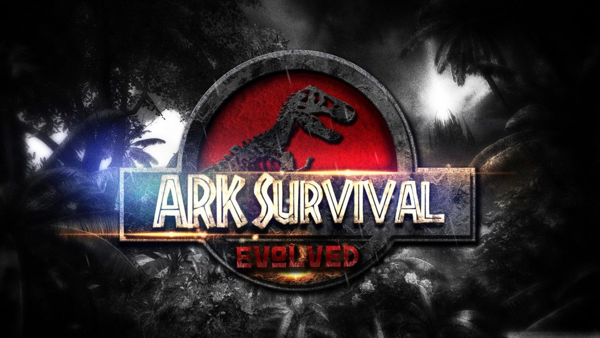 ARK: Survival Evolved, Logo, Jurassic-Park-Stil, Dinosaurier, Schwarz, Hintergrundbild
