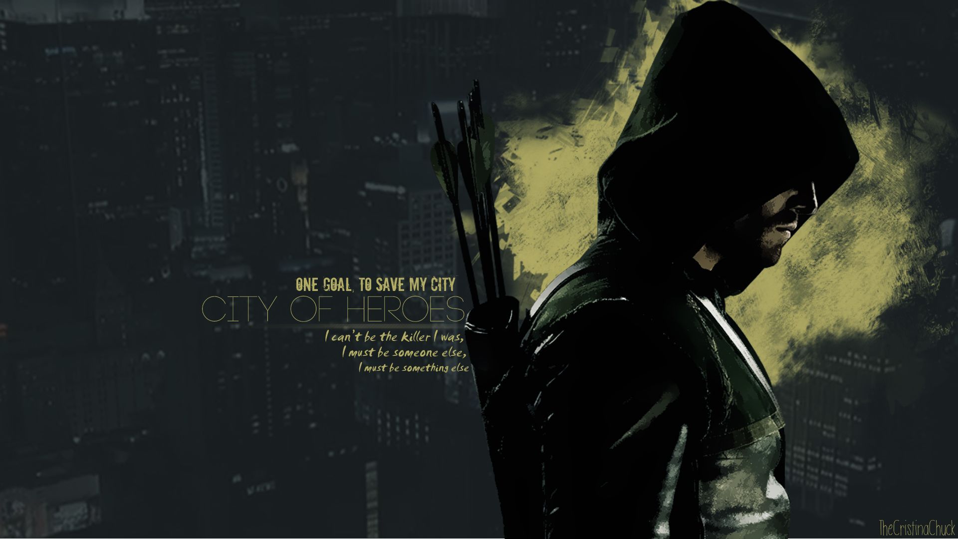 Green Arrow, Arrow, Kapuze, Zitat, Grunge, 16:9, Full-HD-Hintergrundbild für den Desktop