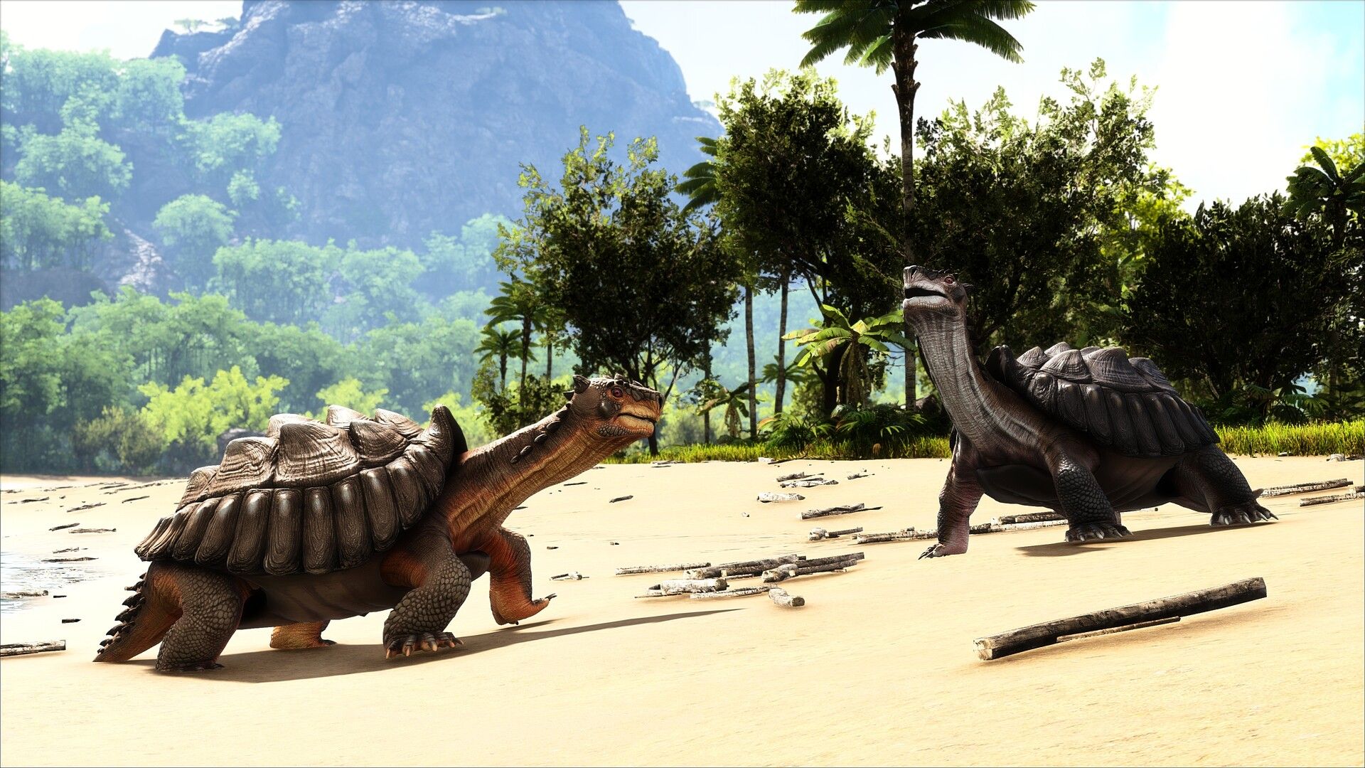 ARK: Survival Evolved, Carbonemys, Riesenschildkröte, Strand, Spielszene, Full-HD-Hintergrundbild für PC