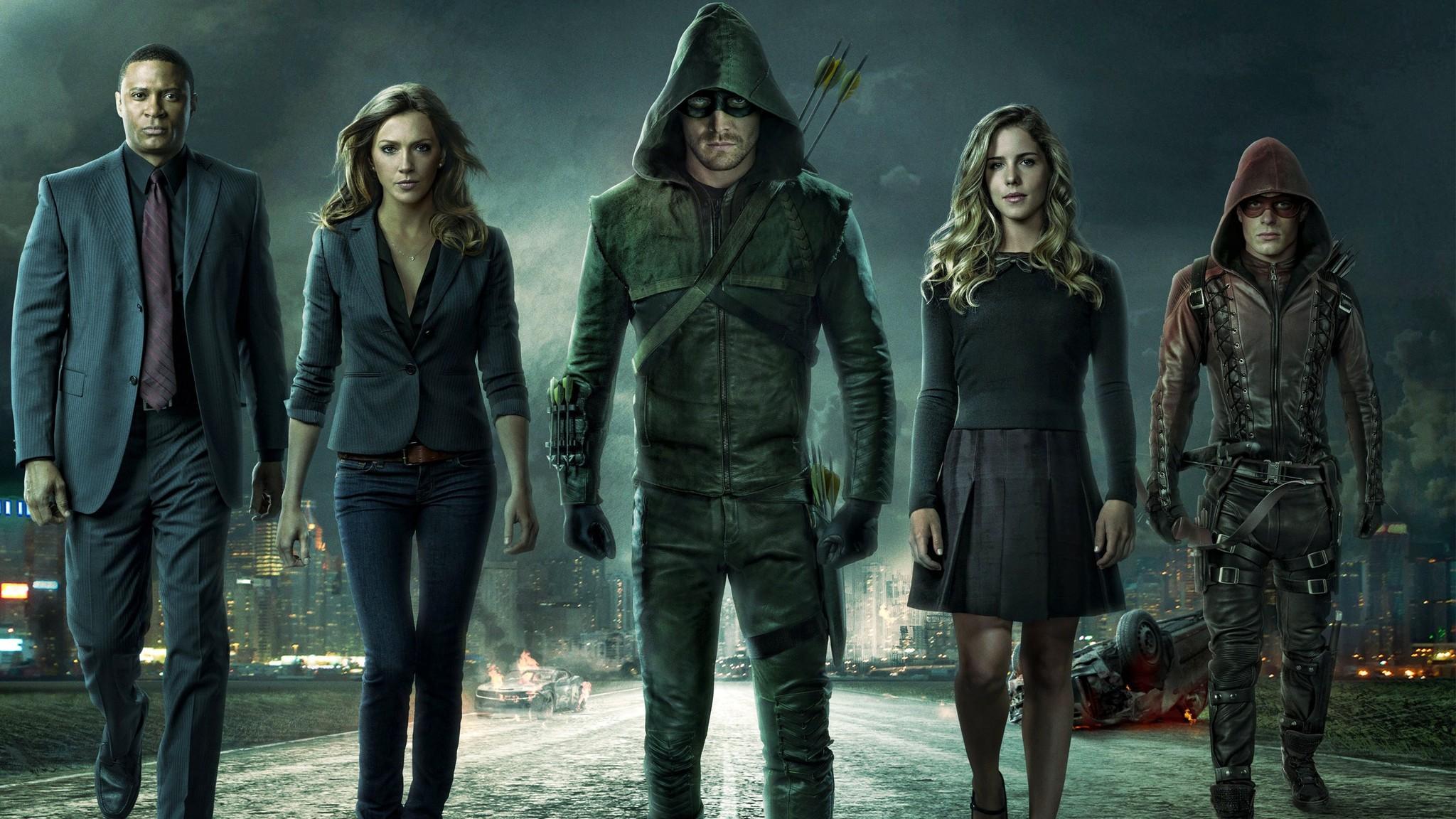 Team Arrow, Green Arrow, John Diggle, Laurel Lance, Felicity Smoak, Arsenal, Full-HD-Hintergrund