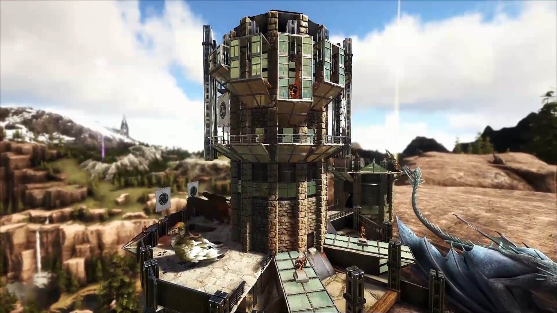 ARK: Survival Evolved, Steinturm, Basis, Ego-Perspektive, Spielszene, Full HD, Desktop-Hintergrund