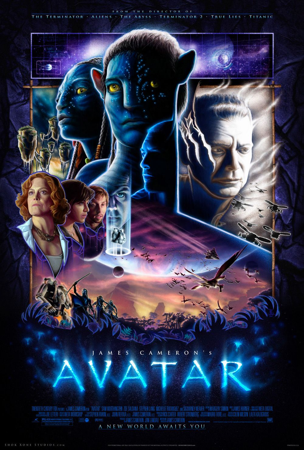 Avatar – Aufbruch nach Pandora, Filmplakat, Jake Sully, Neytiri, Illustration, Tablet-Hintergrundbild