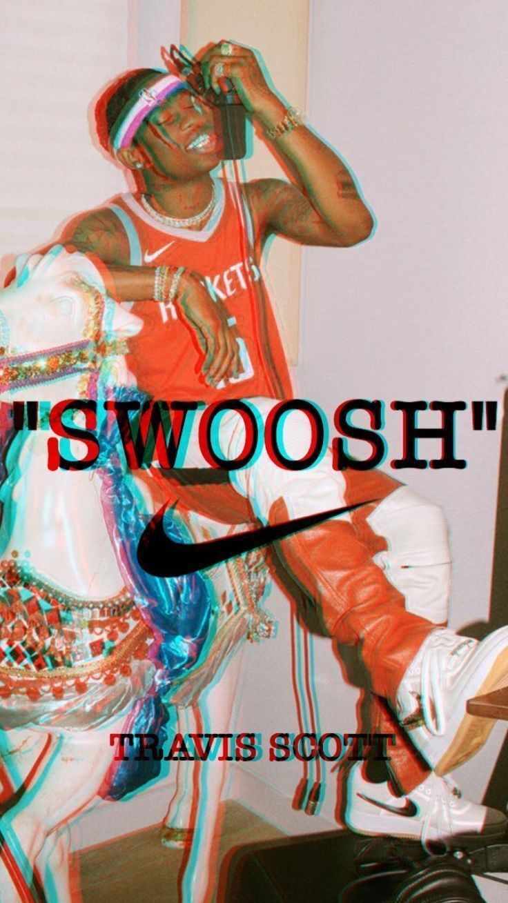 Travis Scott, Swoosh, Nike, Rapper, Glitch-Effekt, HD, Handy-Hintergrund im Hochformat