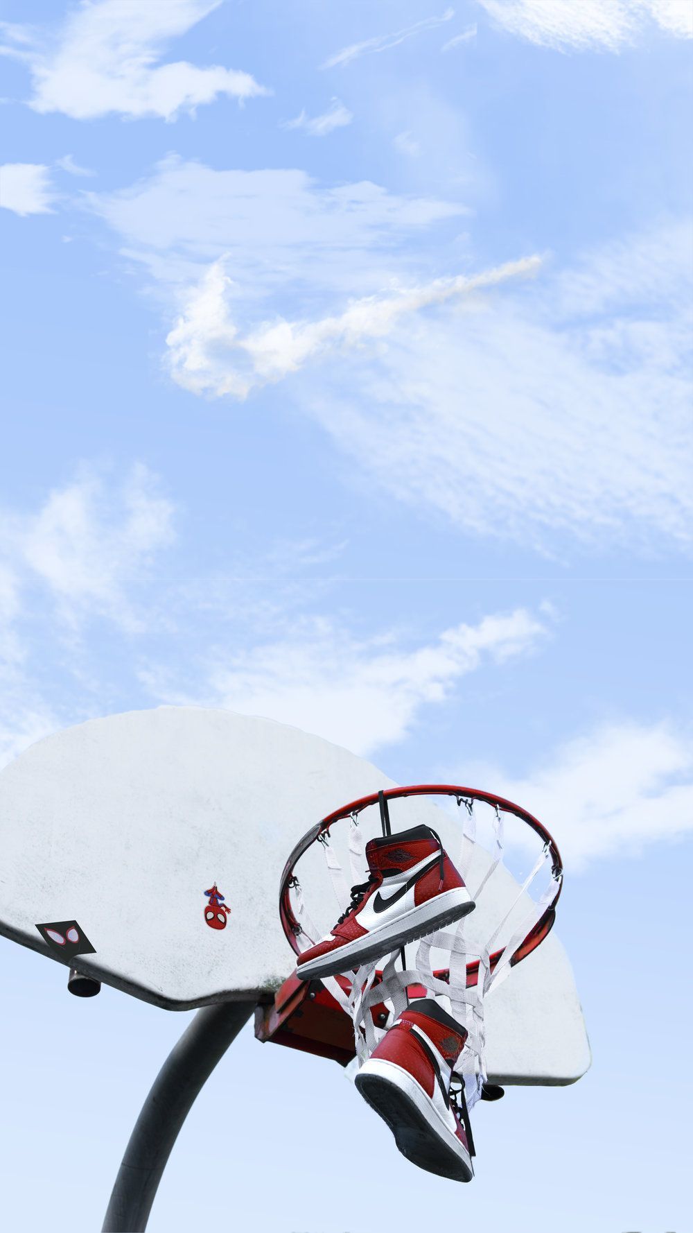 Air Jordan 1, Basketballkorb, Himmel, Wolken, HD, Hintergrundbild fürs Handy