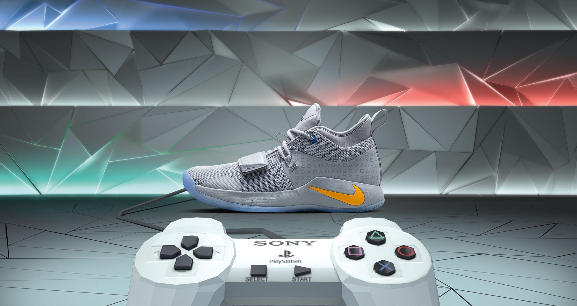Nike PG 2.5, PlayStation, Controller, Grau, Sneaker, Full HD, Desktop-Hintergrund für Windows