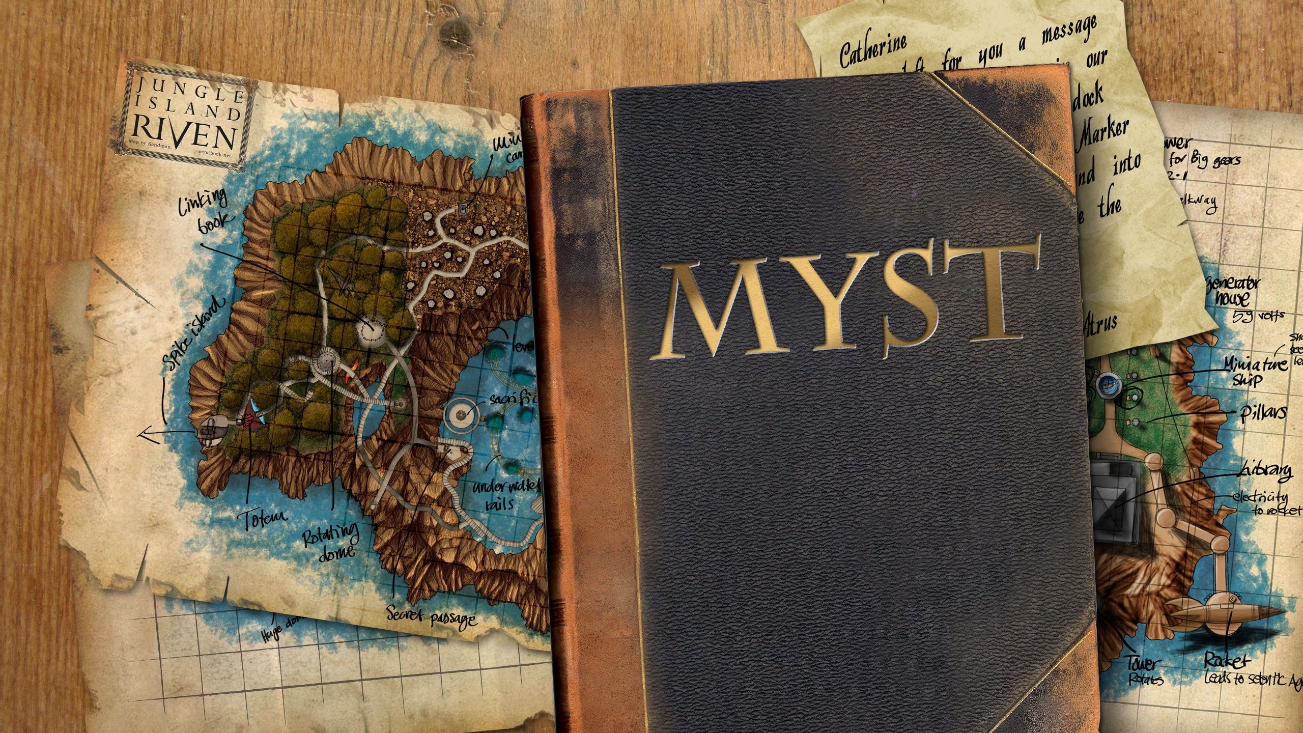 Myst, Riven, Buch, Landkarte, Vintage, Pergament, 2K 1440p, Desktop-Hintergrundbild