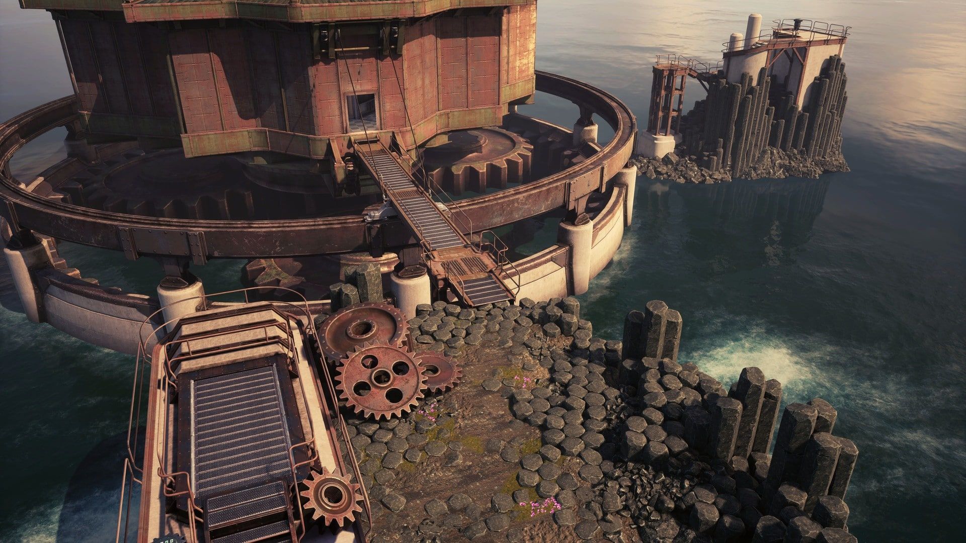 Myst, Zahnräder, Plattform, Meer, Mechanismus, Full HD 1080p, Desktop-Hintergrundbild