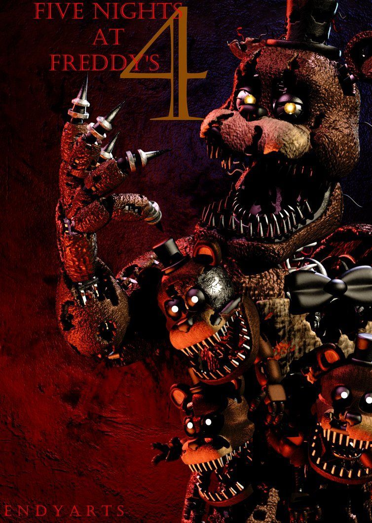 Five Nights at Freddy's 4, Nightmare Fredbear, Poster, Rot, Horror, HD, Tablet-Hintergrund