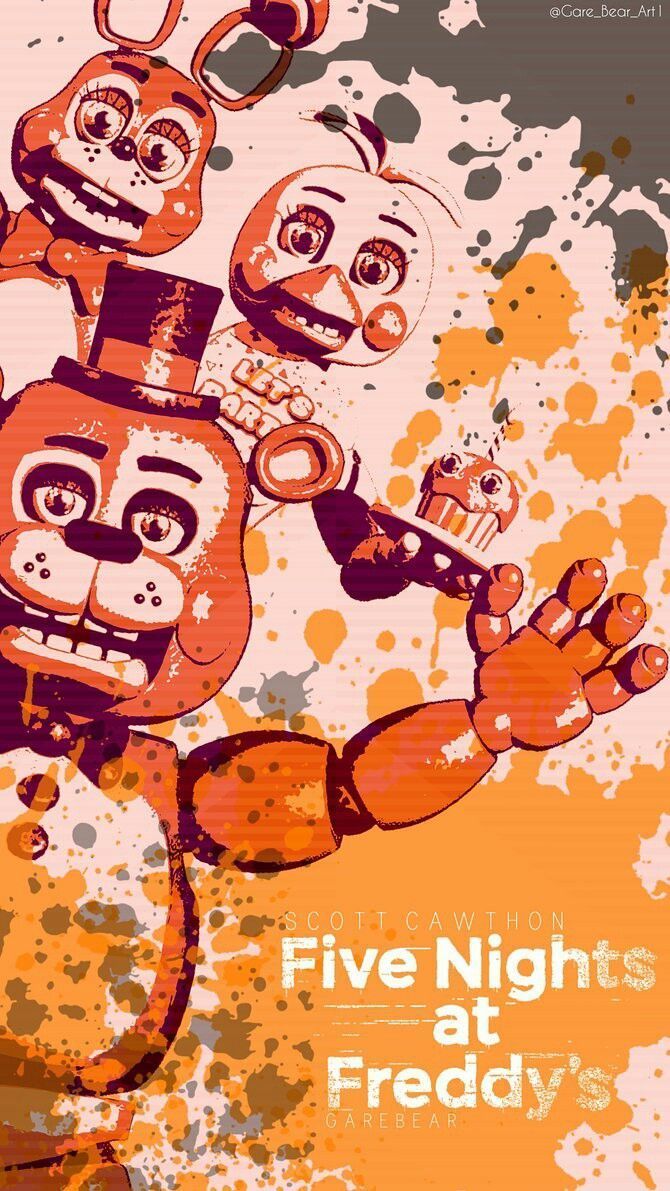 Freddy Fazbear, Five Nights at Freddy's, Farbspritzer, Orange, Hochformat, Android-Hintergrundbild