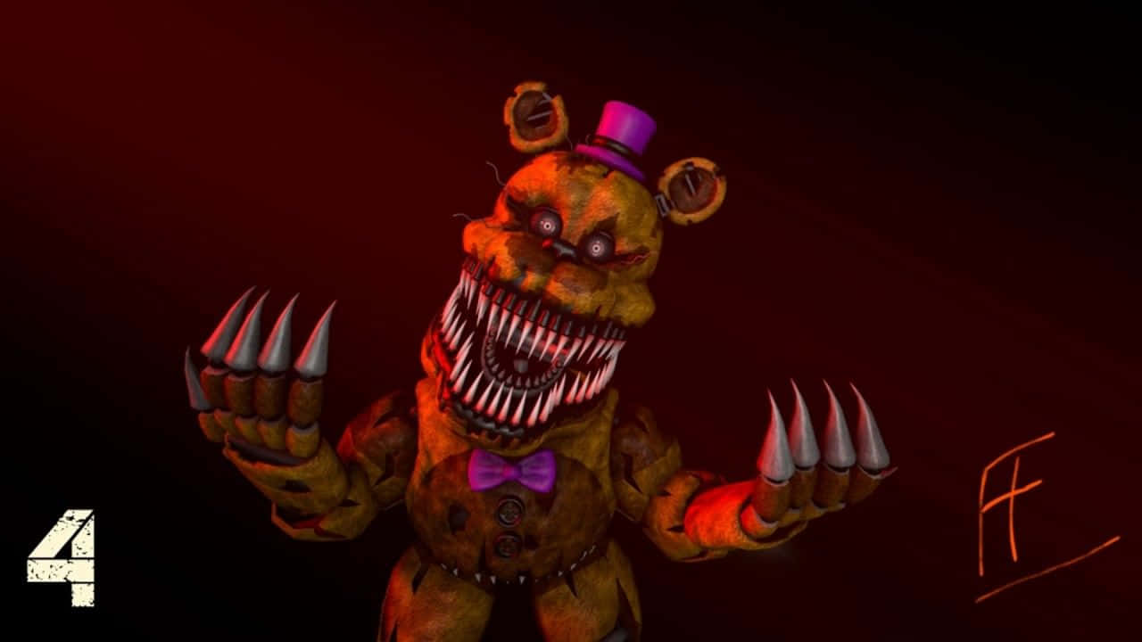 Nightmare Fredbear, Five Nights at Freddy's 4, Krallen, Zylinder, Rot, HD, Desktop-Hintergrund