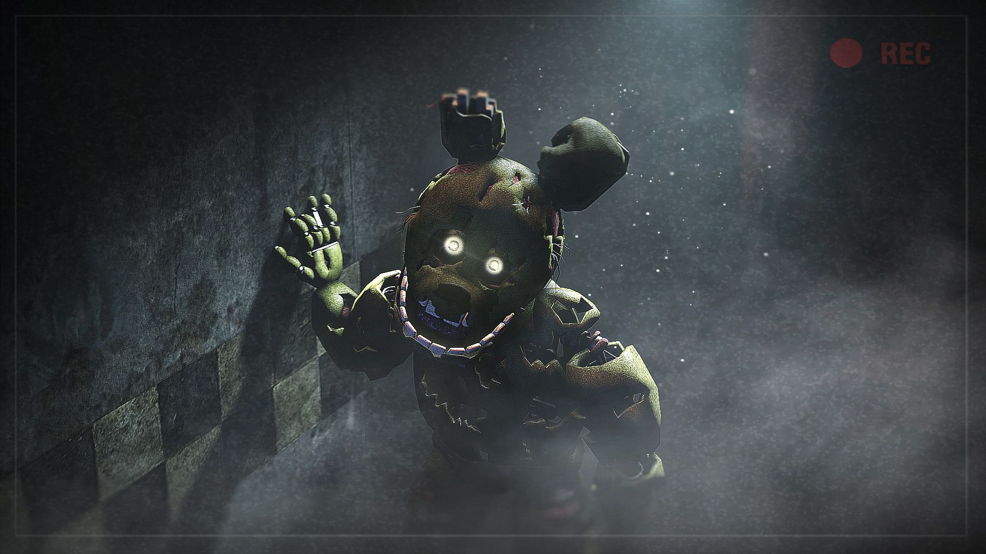Springtrap, Five Nights at Freddy's, Nebel, Überwachungskamera, Horror, Full-HD-Hintergrundbild für PC