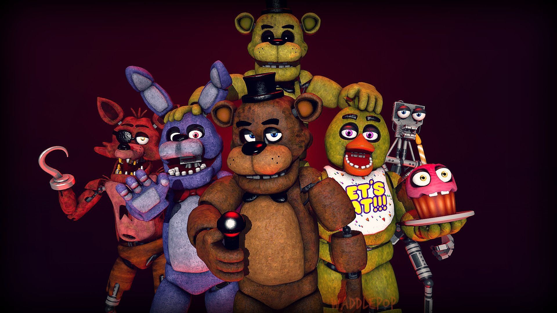 Five Nights at Freddy's, Freddy Fazbear, Bonnie, Chica, Foxy, Golden Freddy, 1080p-Hintergrundbild