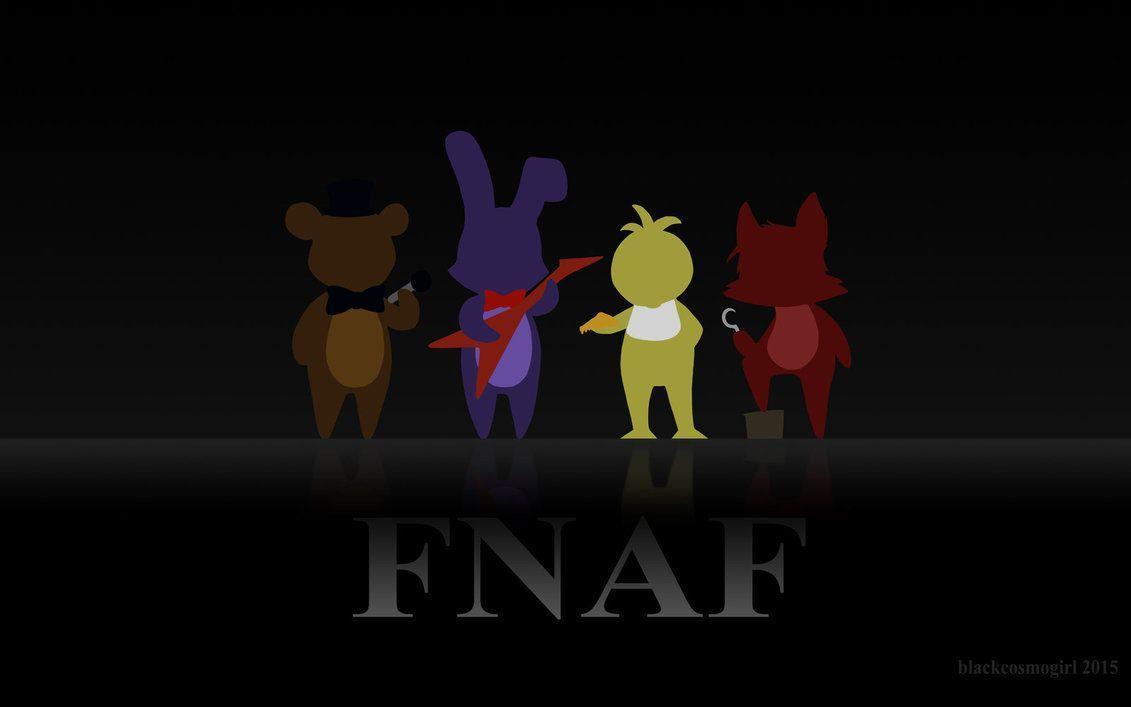 FNAF, Five Nights at Freddy's, Silhouetten, Minimalistisch, Schwarzer Hintergrund, Wallpaper