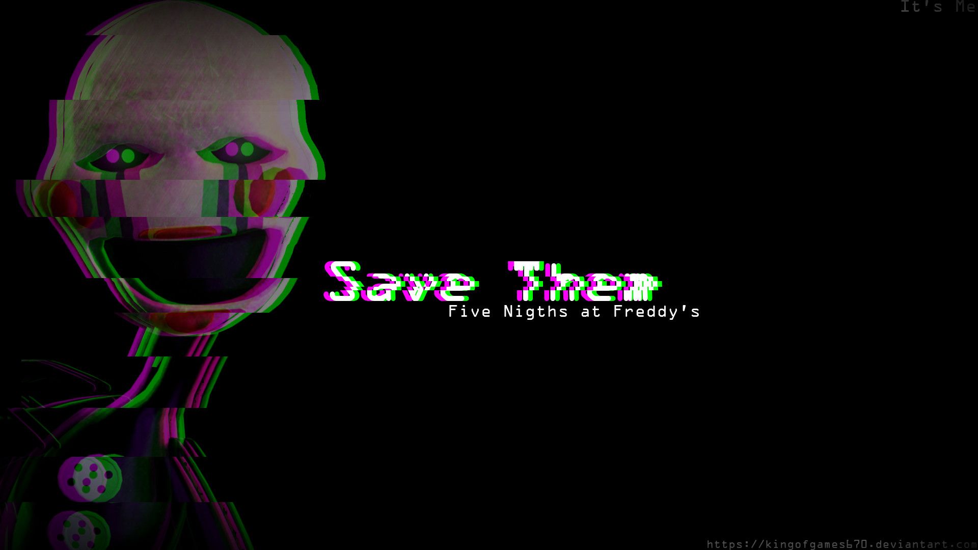Puppet, Five Nights at Freddy's, Save Them, Glitch-Effekt, Schwarzer Hintergrund, 1080p Wallpaper