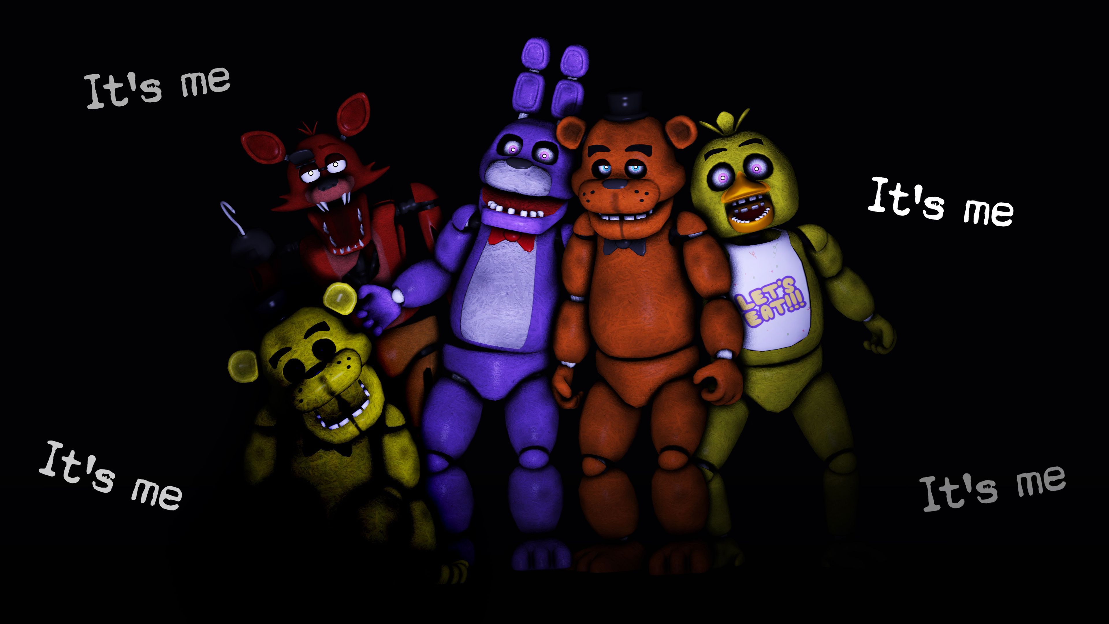 Five Nights at Freddy's, It's Me, Freddy Fazbear, Bonnie, Chica, Foxy, 4K, Desktop-Hintergrund