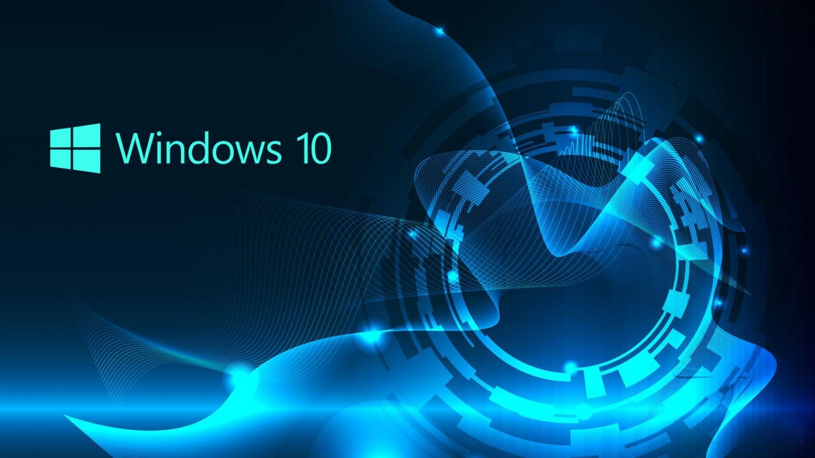 Windows 10, Windows-Logo, Schriftzug, Technik, Kreise, Cyan, HD-Hintergrundbild für PC