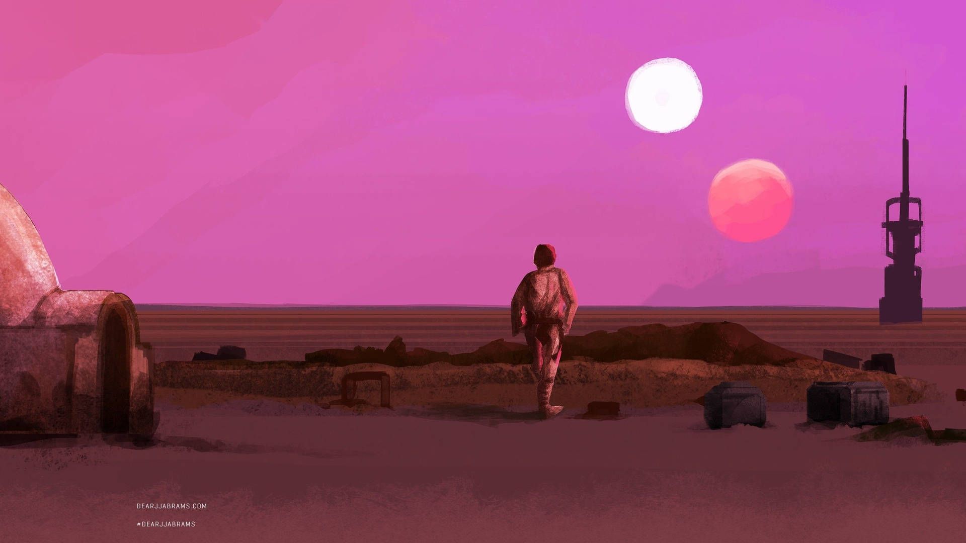 Star Wars, Tatooine, Luke Skywalker, Zwei Sonnen, Wüste, Full HD, Breitbild-Hintergrundbild