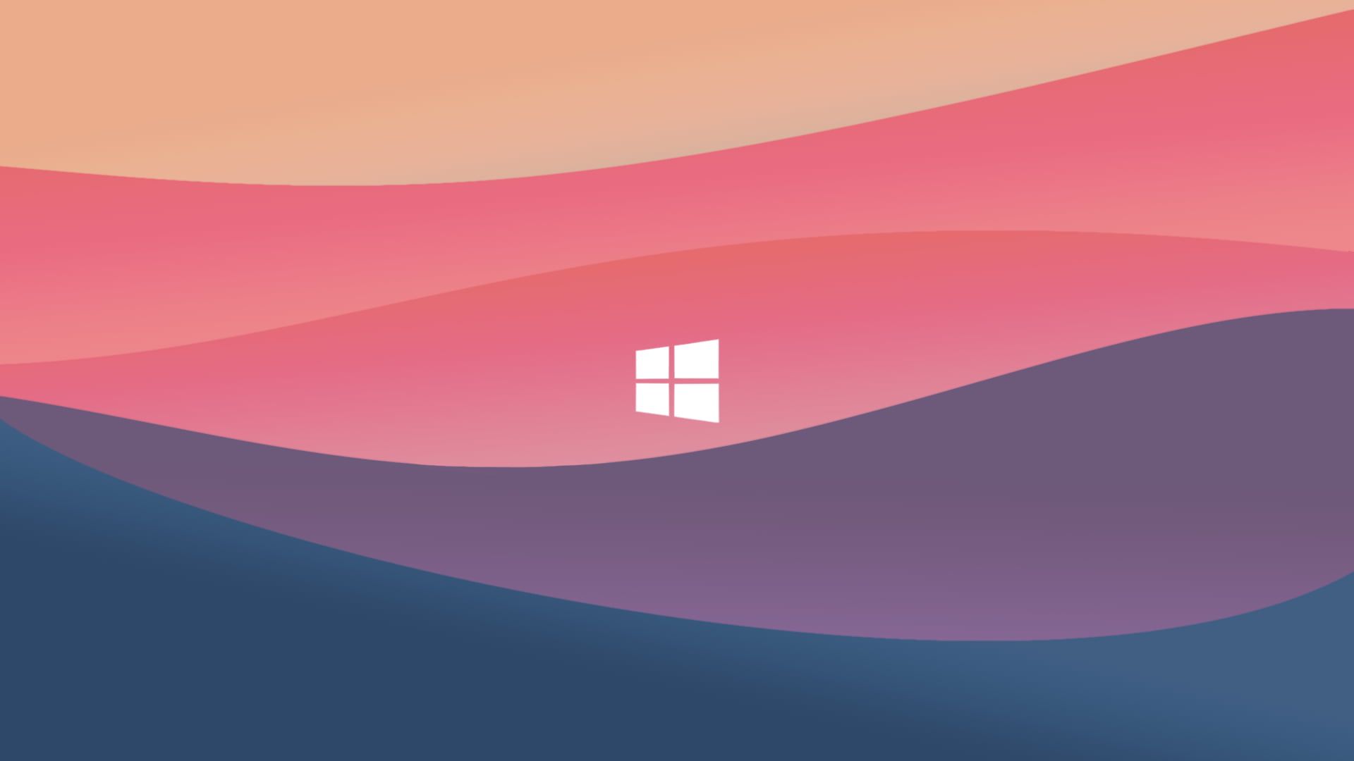 Windows-Logo, Wellen, Rosa, Flat Design, Full HD 1080p, Desktop-Hintergrundbild
